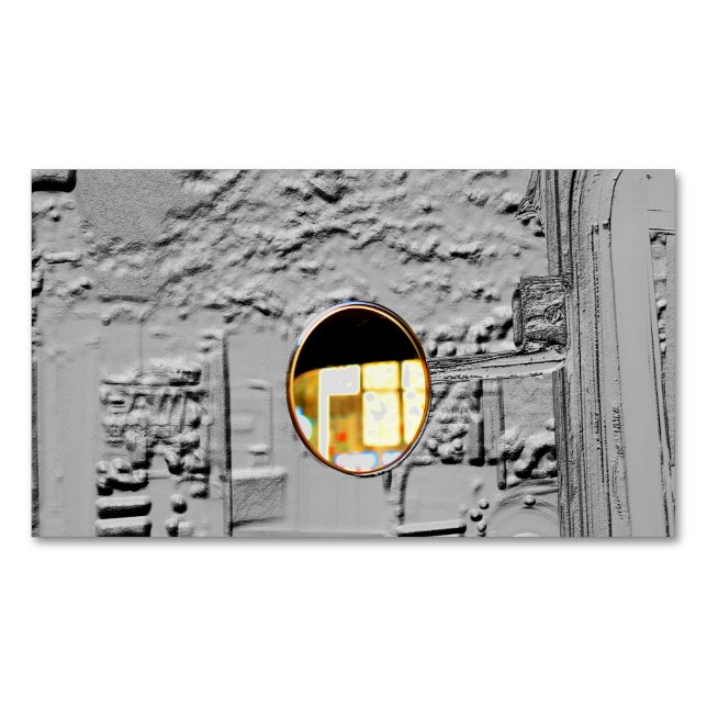 Antique car mirror embossed magnet business card  (Front)