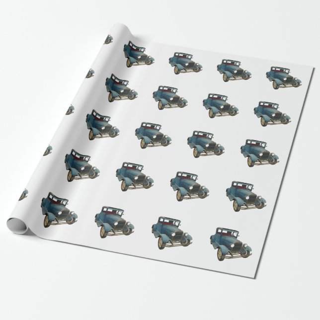 Antique Car Wrapping Paper (Unrolled)