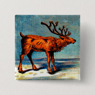 antique caribou print 15 cm square badge