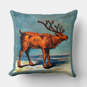 antique caribou print cushion