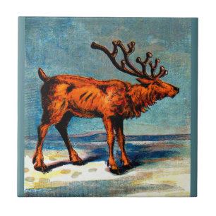 antique caribou print tile