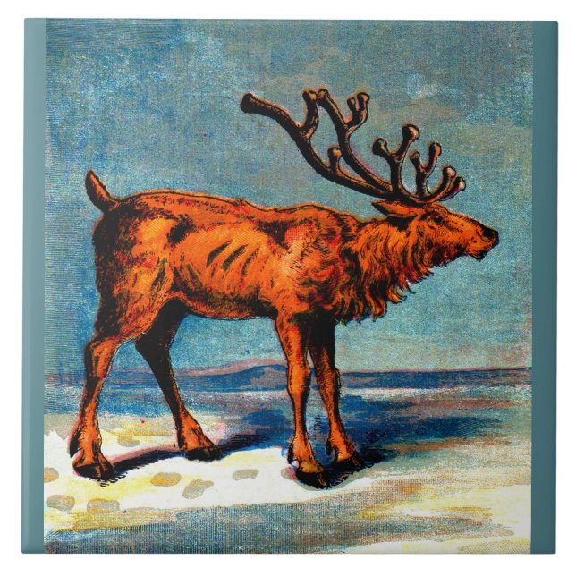 antique caribou print tile (Front)