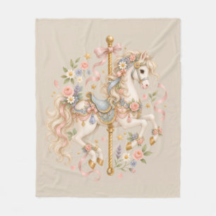 Antique Carousel Horse Cottagecore Gift  Fleece Blanket