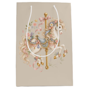 Antique Carousel Horse Cottagecore Gift  Medium Gift Bag