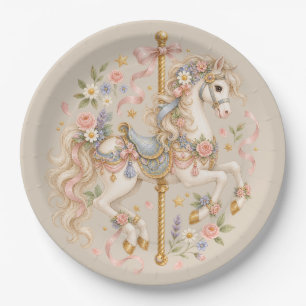 Antique Carousel Horse Cottagecore Gift  Paper Plate