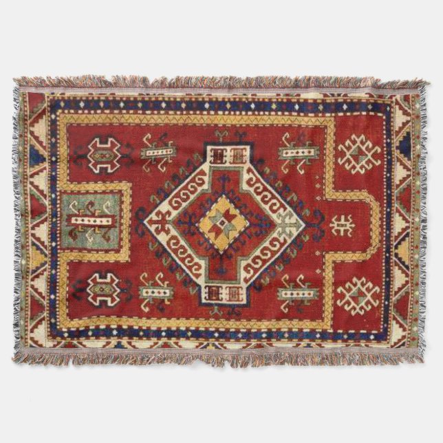 Antique Carpet Rug Throw Blanket (Front)