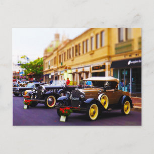 Antique Cars on Display at Country Club Plaza KC Postcard