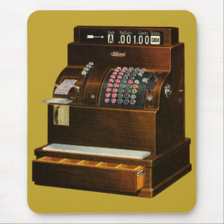 Antique Cash Register, Vintage Retail Business Mouse Pad