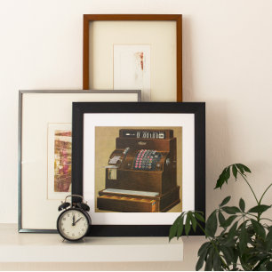 Antique Cash Register, Vintage Retail Business Poster