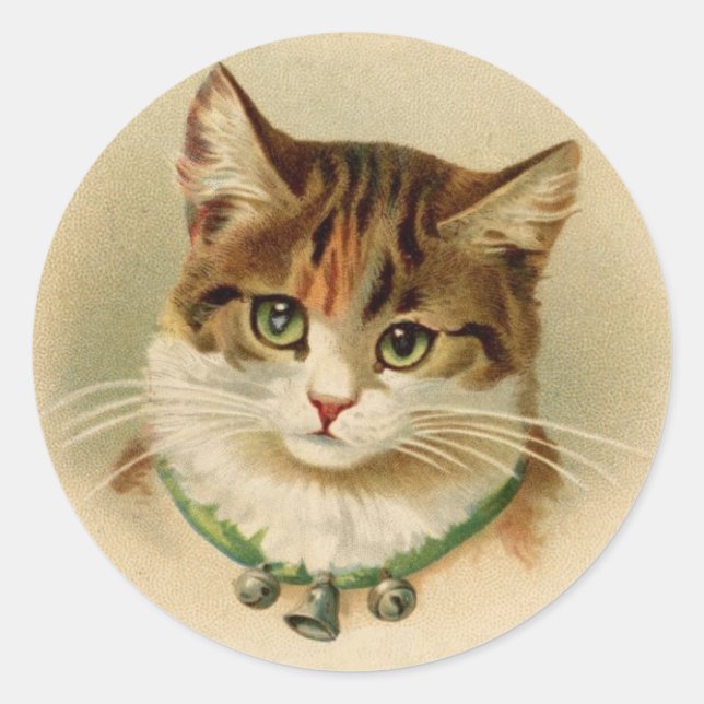 Antique Cat with Bells Stickers (Front)