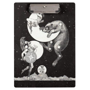 Antique Celestial Moon Goddess & Ursa Major Bear Clipboard