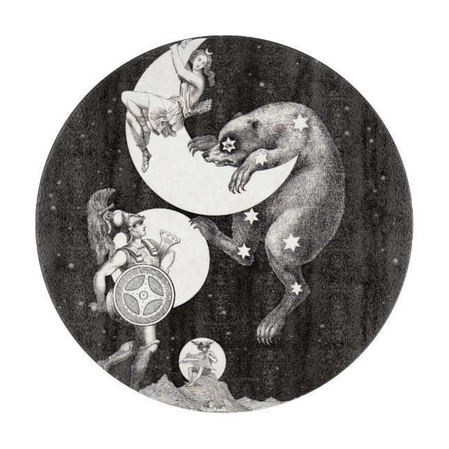 Antique Celestial Moon Goddess & Ursa Major Bear Cutting Board (Front)