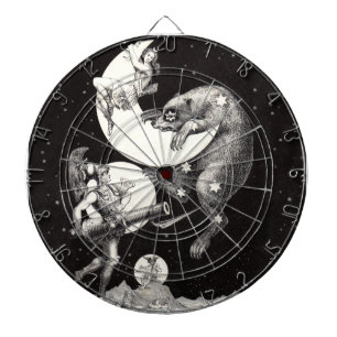 Antique Celestial Moon Goddess & Ursa Major Bear Dartboard