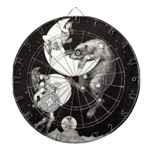 Antique Celestial Moon Goddess & Ursa Major Bear Dartboard
