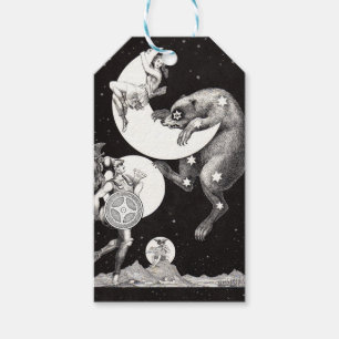Antique Celestial Moon Goddess & Ursa Major Bear Gift Tags