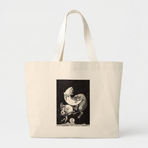 Antique Celestial Moon Goddess & Ursa Major Bear Large Tote Bag