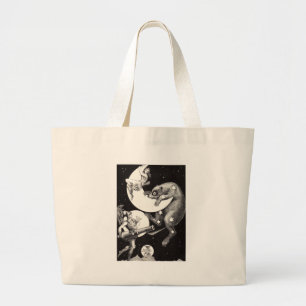 Antique Celestial Moon Goddess & Ursa Major Bear Large Tote Bag