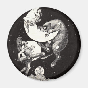 Antique Celestial Moon Goddess & Ursa Major Bear Magnet