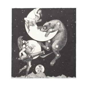 Antique Celestial Moon Goddess & Ursa Major Bear Notepad