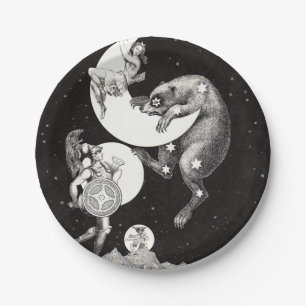 Antique Celestial Moon Goddess & Ursa Major Bear Paper Plate
