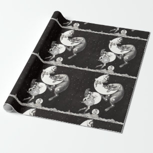 Antique Celestial Moon Goddess & Ursa Major Bear Wrapping Paper