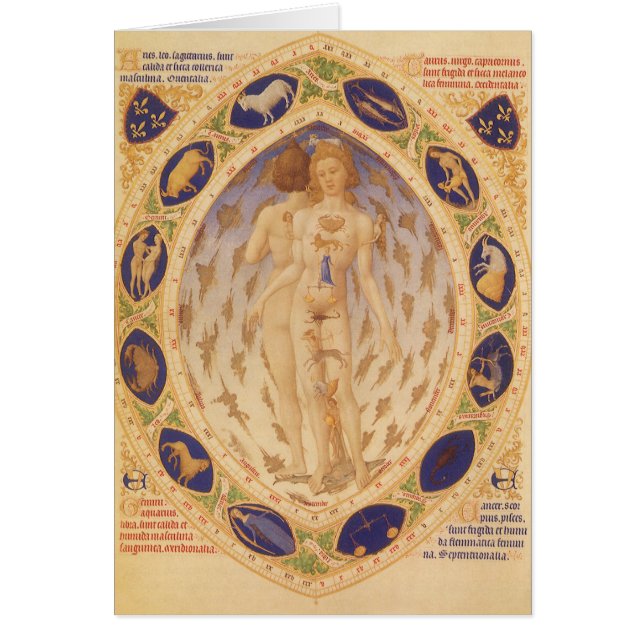 Antique Celestial Zodiac Chart, Vintage Astrology (Front)