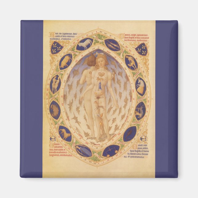 Antique Celestial Zodiac Chart, Vintage Astrology Magnet (Front)