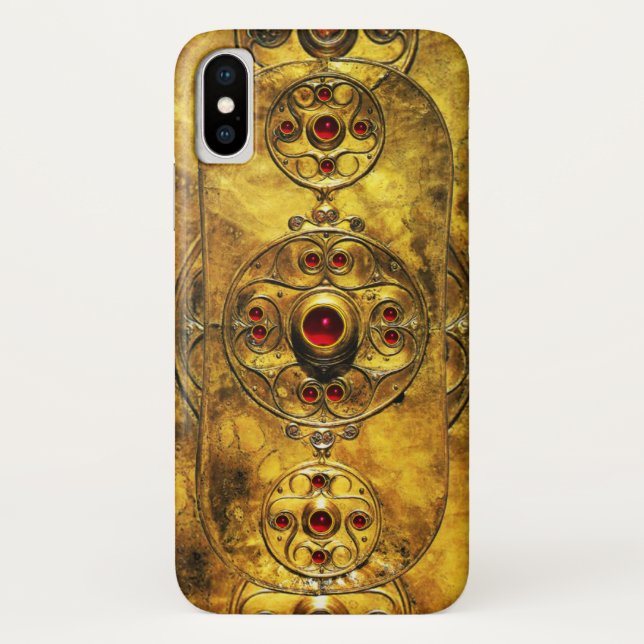 ANTIQUE CELTIC WARRIOR SHIELD WITH RUBY GEM STONES Case-Mate iPhone CASE (Back)