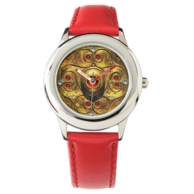 ANTIQUE CELTIC WARRIOR SHIELD WITH RUBY GEMSTONES WATCH (Front)