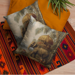 Antique Ceremonial Elephant and Golden Howdah Cushion