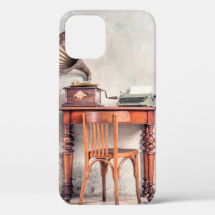 Antique chair, old typewriter, retro radio, gramop iPhone 12 case