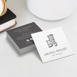 Antique Chair Square Business Card   Charcoal