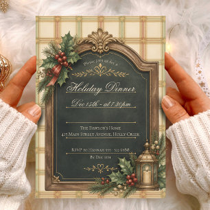 Antique Chalkboard Elegant Vintage Holiday Party Invitation
