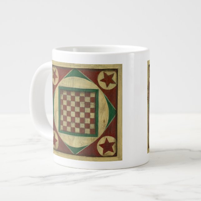 Antique Chequerboard by Ethan Harper Large Coffee Mug (Front Left)