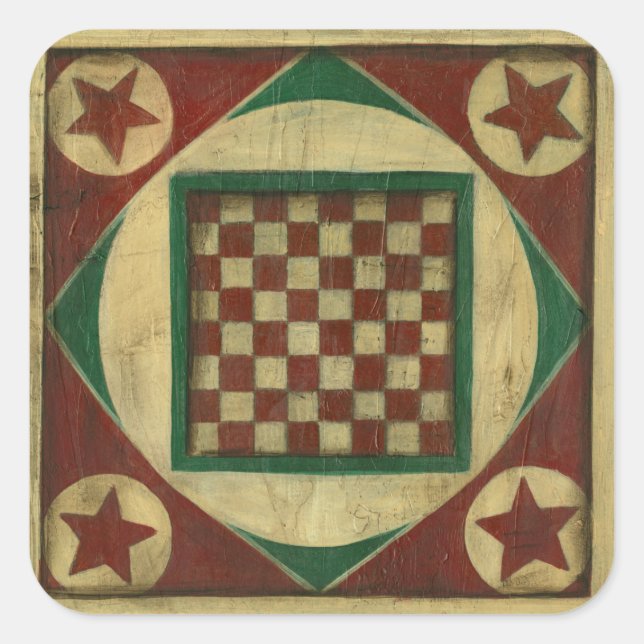 Antique Chequerboard by Ethan Harper Square Sticker (Front)