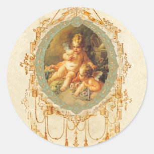 Antique Cherub Ornate Art Design Stickers Tags