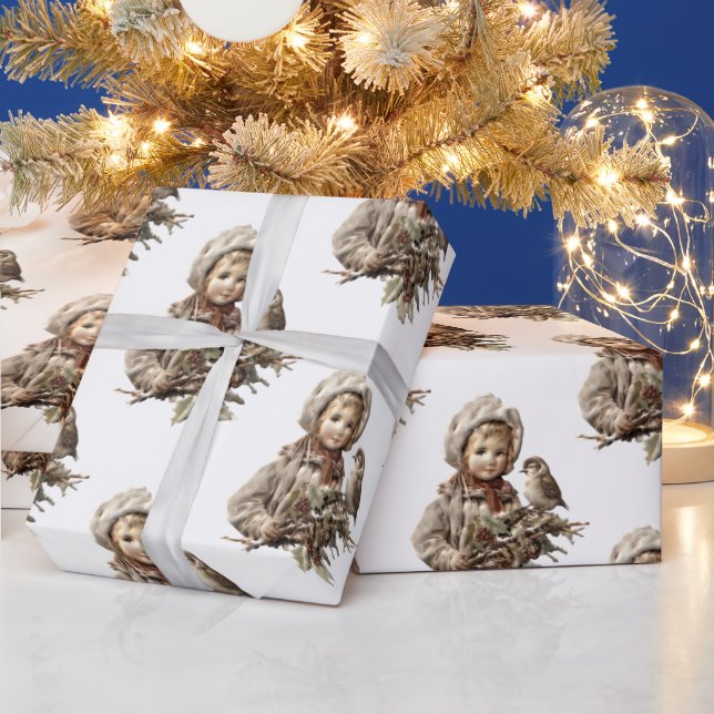 Antique Child Christmas Wrapping Paper (Holidays)