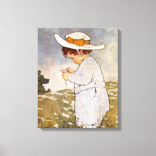 Antique Child Picking Daisies Bessie Pease Gutmann Canvas Print