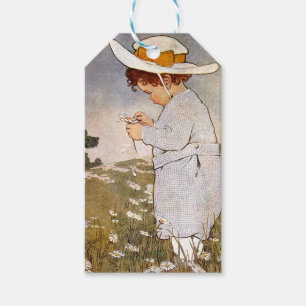 Antique Child Picking Daisies Bessie Pease Gutmann Gift Tags