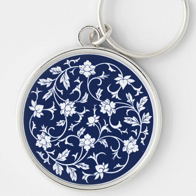 Antique Chinese Blue & White Mandala Key Ring (Front)