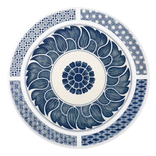 Antique Chinese Blue White Porcelain Pattern Ceramic Knob (Front)