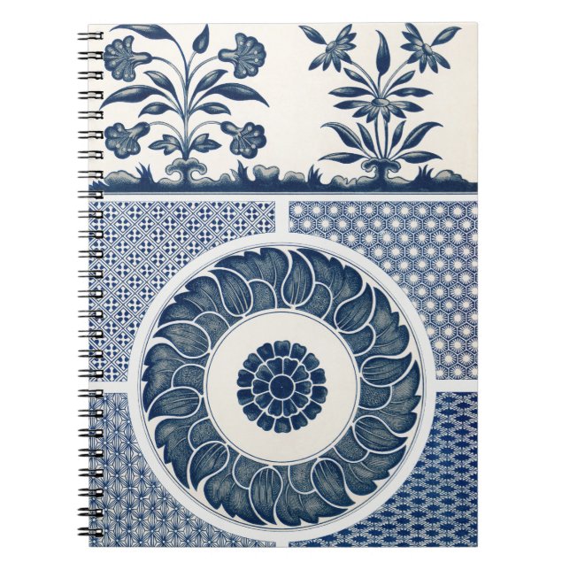 Antique Chinese Blue White Porcelain Pattern Notebook (Front)