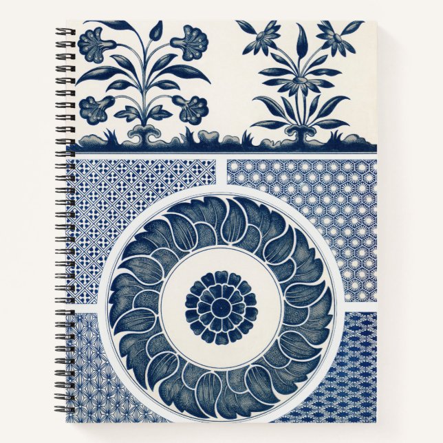 Antique Chinese Blue White Porcelain Pattern Notebook (Front)