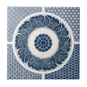 Antique Chinese Blue White Porcelain Pattern Tile