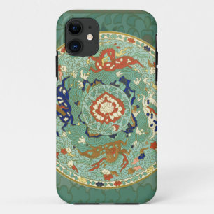 Antique Chinese Circle Blue Green Case-Mate iPhone Case