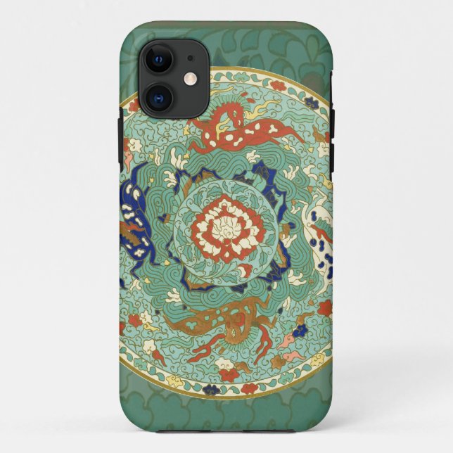 Antique Chinese Circle Blue Green Case-Mate iPhone Case (Back)