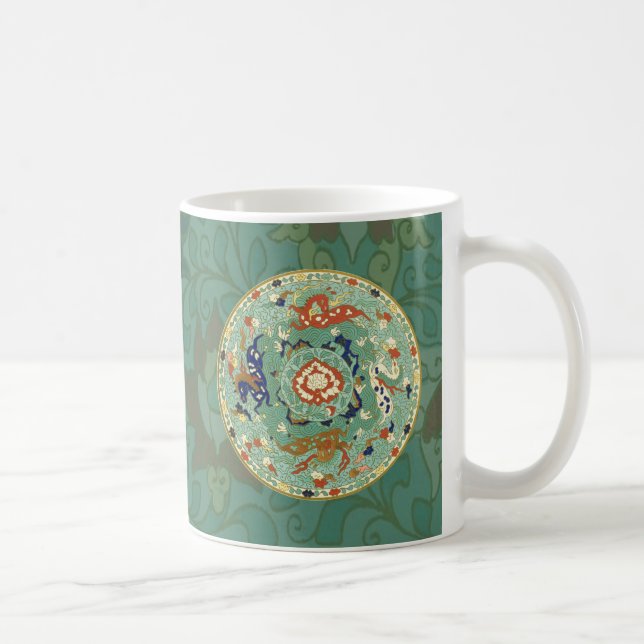 Antique Chinese Circle Blue Green Coffee Mug (Right)