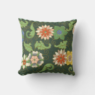 Antique Chinese Cloisonne Pattern: Jade Green Cushion
