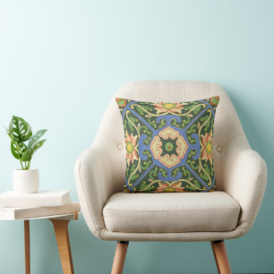 Antique Chinese Cloisonne Pattern: Jade Green Cushion