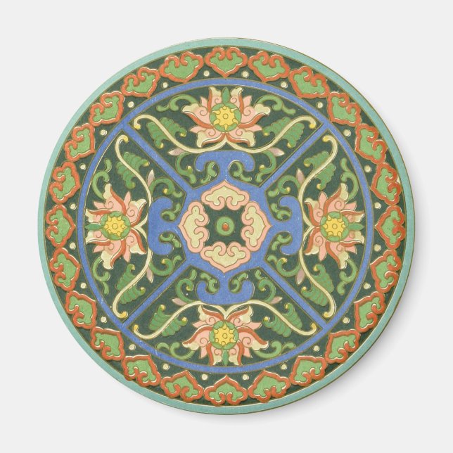 Antique Chinese Cloisonne Pattern: Jade Green Magnet (Front)